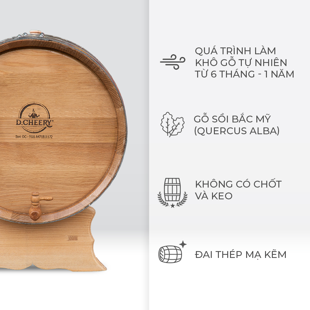 Thùng Gỗ Sồi D.CHEERY 100L