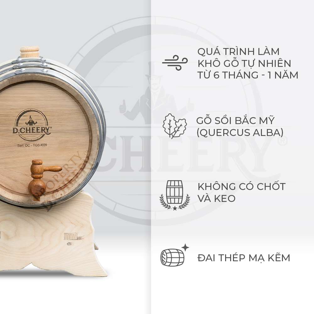 Thùng Gỗ Sồi D.CHEERY 10L