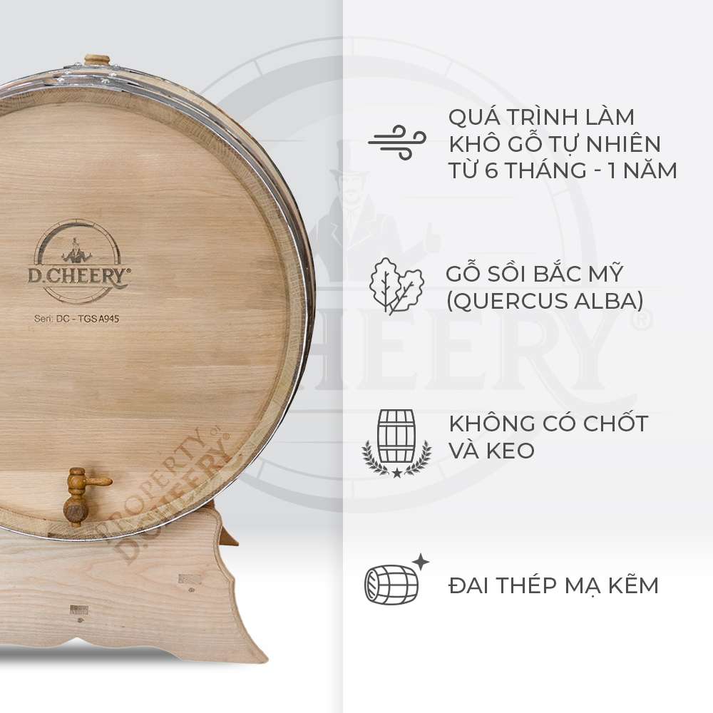 Thùng Gỗ Sồi D.CHEERY 200L