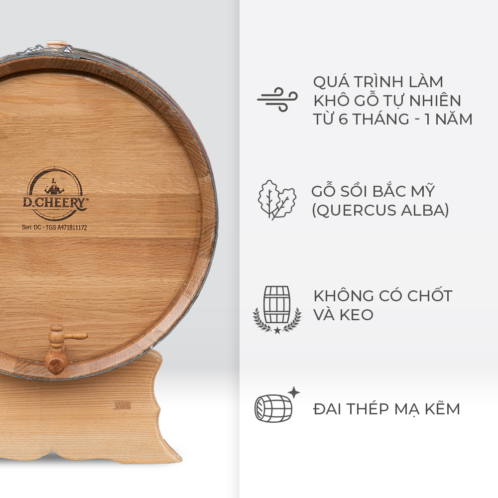 Thùng Gỗ Sồi D.CHEERY 200L