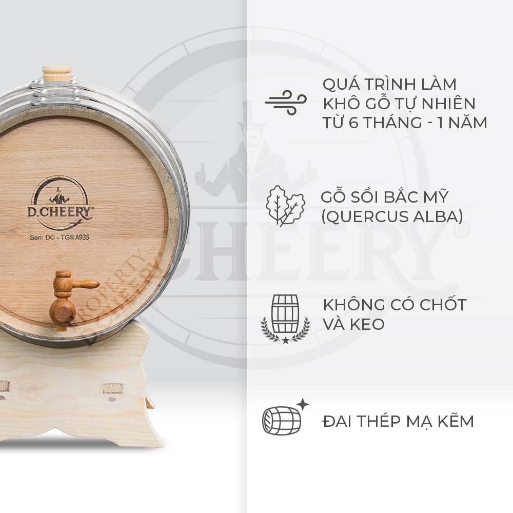 Thùng Gỗ Sồi D.CHEERY 20L