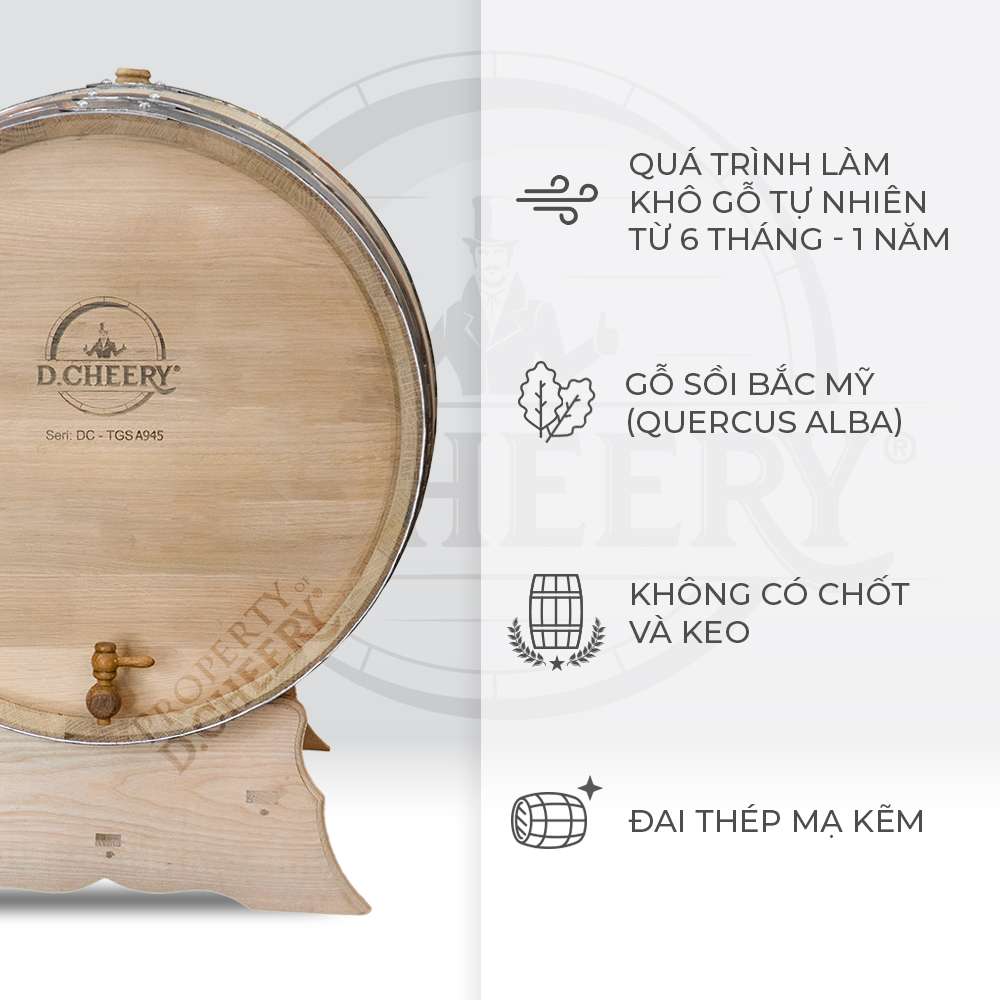 Thùng Gỗ Sồi D.CHEERY 300L