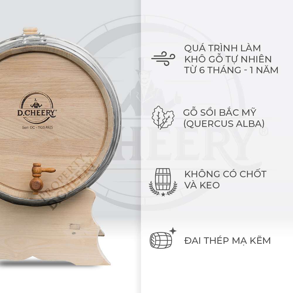 Thùng Gỗ Sồi D.CHEERY 50L