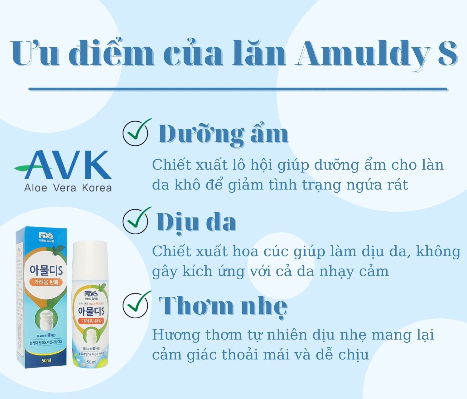 Lăn Trị Muỗi Và Côn Trùng Đốt AVK Amuldy-S 50ml