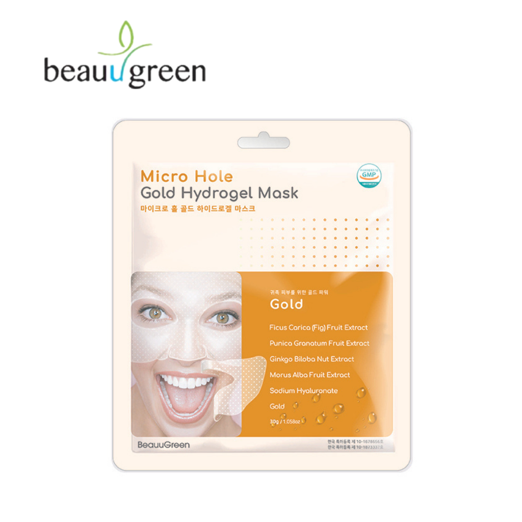 Mặt nạ Beaugreen Microhole Gold Hydrogel Mask chứa tinh chất vàng 24K