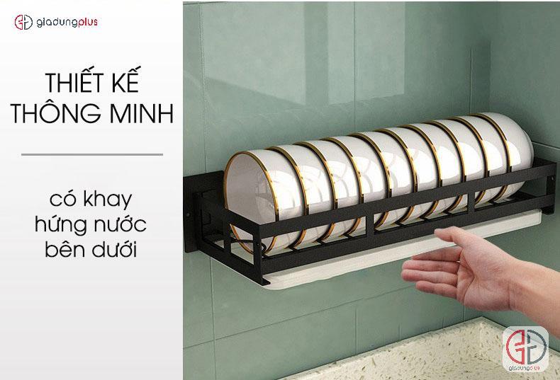 kệ đựng chén, bát treo tường có phần máng nhựa đựng nước bên dưới rất tiện ích | giadungPLus