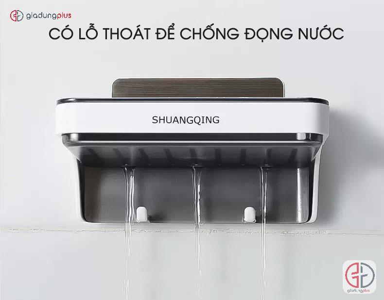 Kệ đựng xà bông dán tường ShuangQing có lỗ thoát nước để chống đọng nước trong kệ