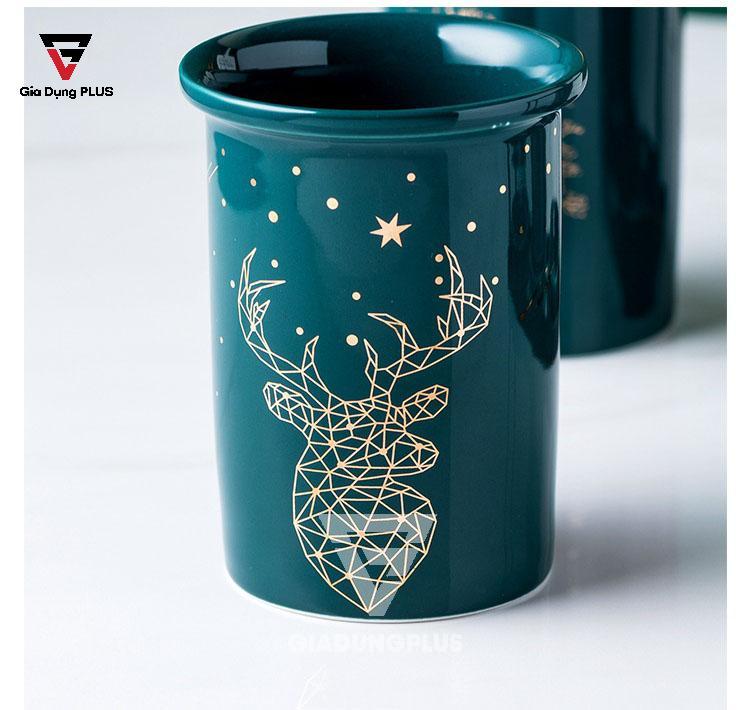 Bộ Ba Ống Đựng Đũa, Thìa Bằng Sứ Màu Xanh Ngọc Lục Bảo Đặt Bàn Cho Nhà Hàng, Phòng Bếp Sang Trọng & Cao Cấp |  Ống đũa trang trí hình chòm sao hình con hươu quý tộc