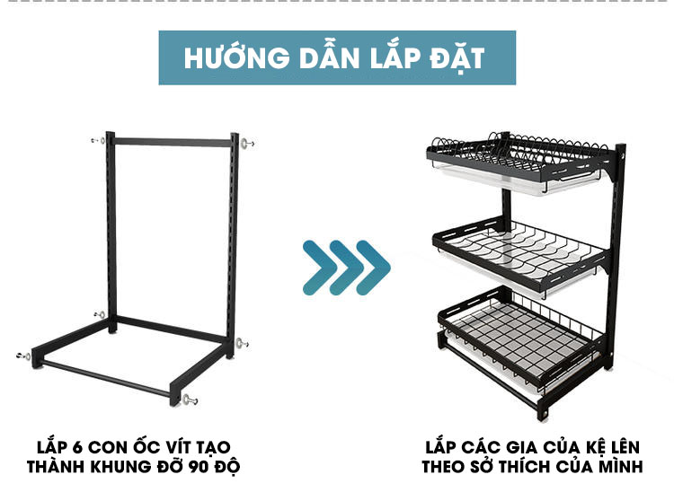 Kệ úp chén bát đĩa & ly cốc đặt bàn bằng INOX Tiggang | Hướng dẫn lắp đặt kệ đặt bàn 