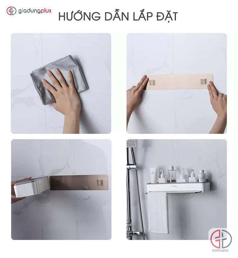 Hướng dẫn lắp đặt kệ dán tường đa năng với 4 bước nhanh chóng