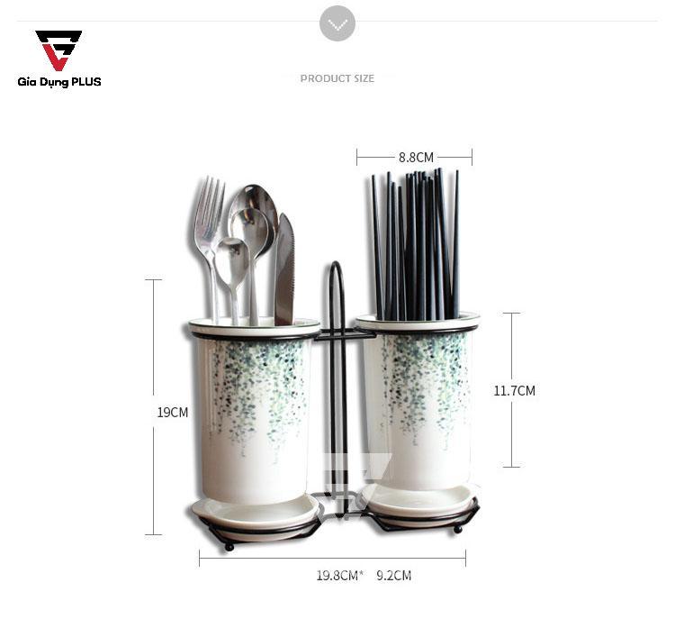 Ống đựng đũa muỗng sứ đặt bàn (màu trắng) Qianhuiju | Kích thước của sản phẩm