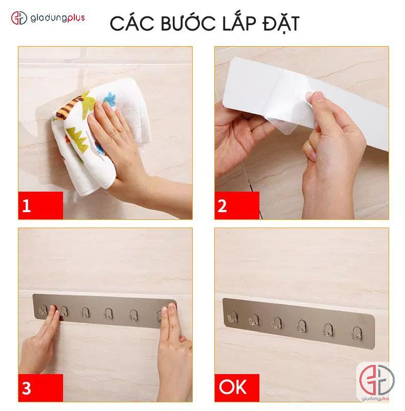 các bước lắp đặt sản phẩm Tấm móc treo dán tường ShuangQing ( 4 bước )