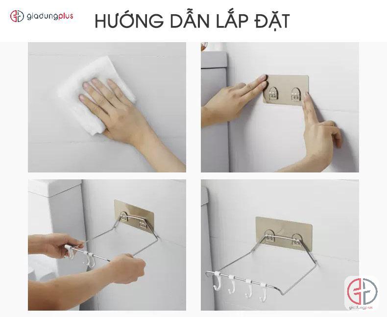 Hướng dẫn lắp đặt 4 bước của Giá treo thau chậu dán tường ShuangQing