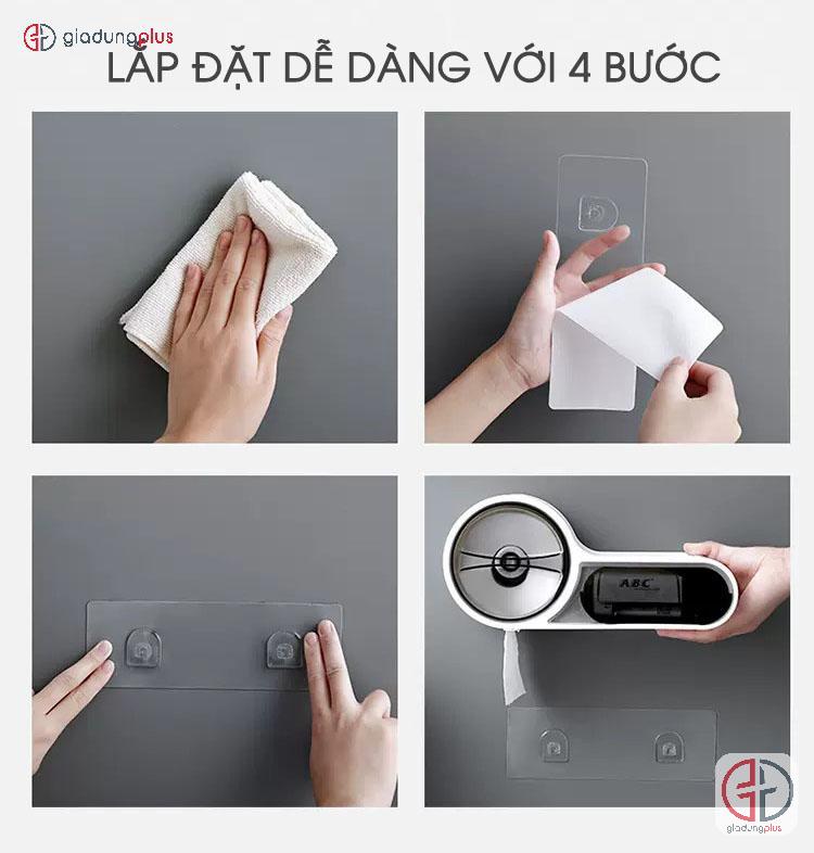 Các bước lắp đặt của hộp đựng giấy vệ sinh dán tường, chống nước SHUANGQING