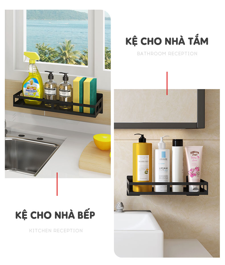 Kệ đựng gia vị, chai lọ treo tường (dán tường) thông minh INOX 304 | Kệ có thể sử dụng cho cả nhà bếp và phòng tắm đa năng