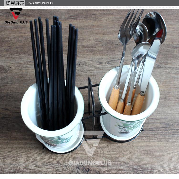 Ống đựng đũa muỗng sứ đặt bàn (màu trắng) Qianhuiju | Góc nhìn từ trên cao xuống