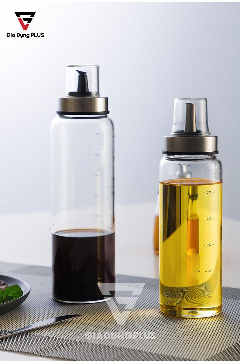 Bình Đựng Dầu Ăn Thuỷ Tinh Zibo | Loại nắp 2 có nắp đậy kín giúp chống bay mùi