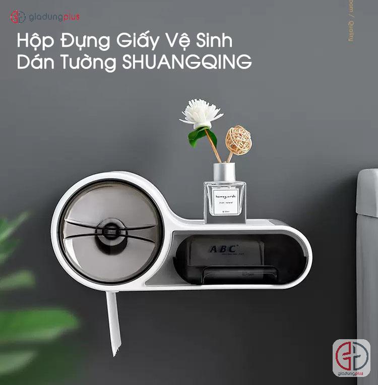Hộp Đựng Giấy Vệ Sinh Dán Tường Chống Nước (Hai Ngăn) - SHUANGQING