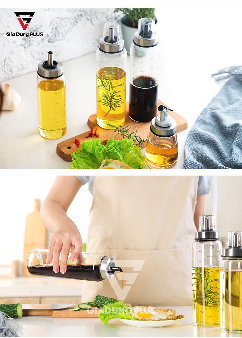 Bình Đựng Dầu Ăn Thuỷ Tinh Zibo | Vừa tay nên dễ sử dụng, dễ cầm nắm