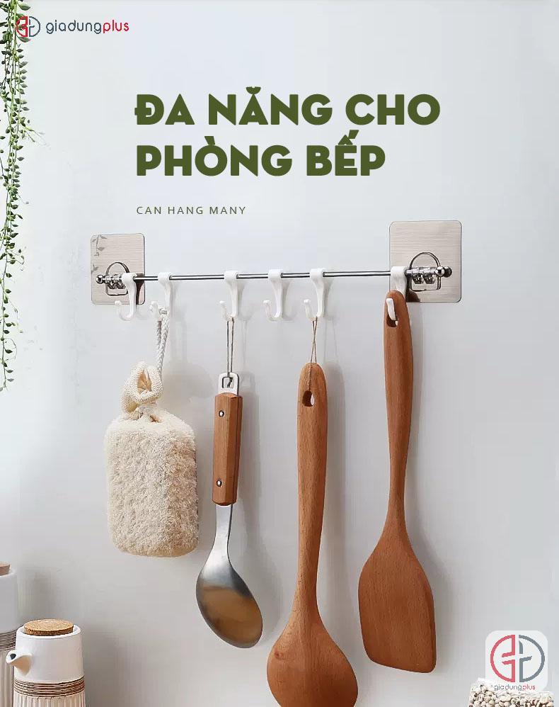 Thanh 6 móc treo dán tường nhựa ShuangQing trong nhà bếp để treo muỗng, cây đánh trứng...