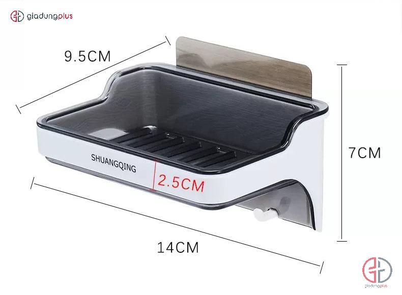 Kích thước của Kệ đựng xà bông dán tường ShuangQing là 14cm x 9.5cm x 7cm (Dài x rộng x cao)