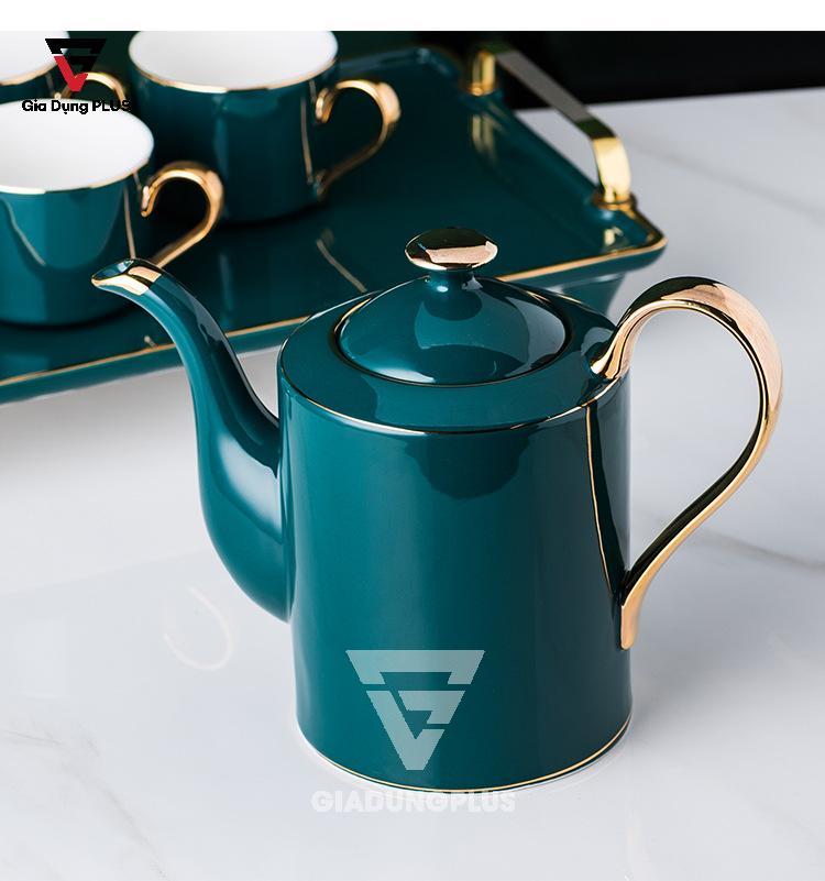 Bộ Ấm Trà Cao Cấp & Cực Đẹp Bằng Sứ - Màu Xanh Ngọc Lục Bảo Sang Trọng - Phong Cách Quý Tộc Bắc Âu | Ấm trà cao cấp và dung tích lớn