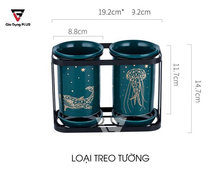 Bộ 2 ống đũa sứ xanh ngọc lục bảo Qianhuiju | Kích thước của loại treo tường