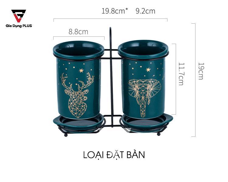 Bộ 2 ống đũa sứ xanh ngọc lục bảo Qianhuiju | Kích thước loại đặt bàn