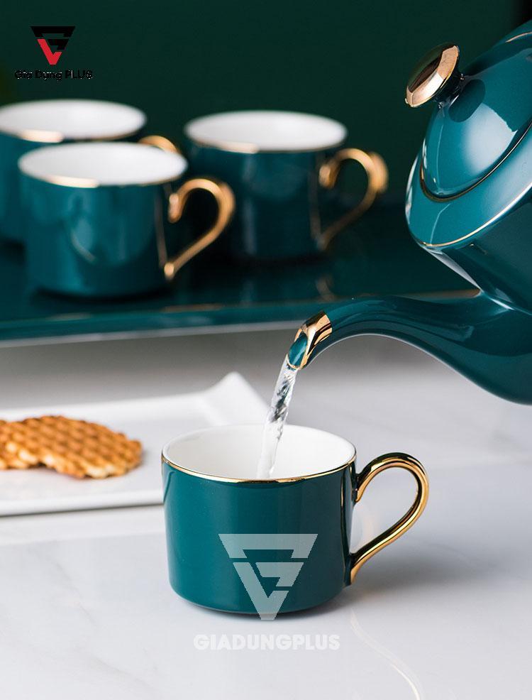 Bộ Ấm Trà Cao Cấp & Cực Đẹp Bằng Sứ - Màu Xanh Ngọc Lục Bảo Sang Trọng - Phong Cách Quý Tộc Bắc Âu | Hiện đại và tiện lợi