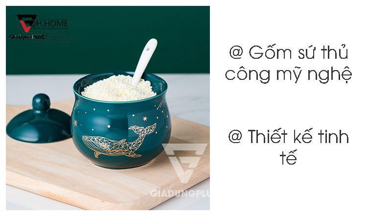 Bộ Ba Hộp Gia Vị Gốm Sang Trọng - Màu Ngọc Lục Bảo - Đặt Bàn & Treo Tường Cho Nhà Bếp | 