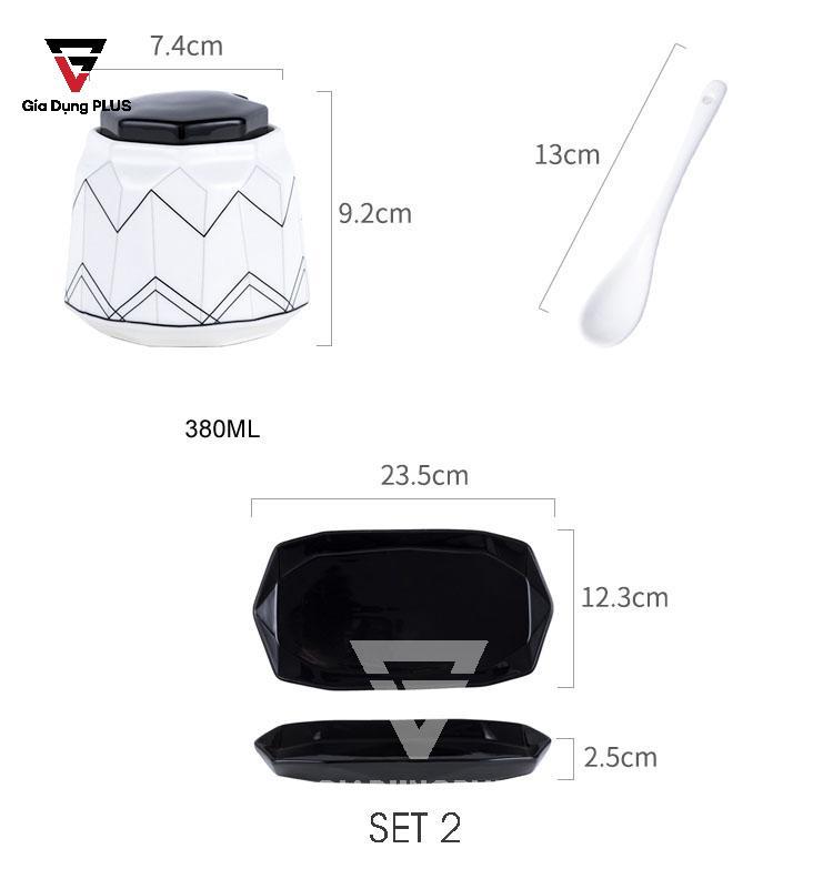 Bộ Hộp Đựng Gia Vị Sứ Cao Cấp & Sang Trọng Cho Nhà Bếp | Thiết Kế Hình Kim Cương, Phong Cách Bắc Âu - Kích thước sản phẩm