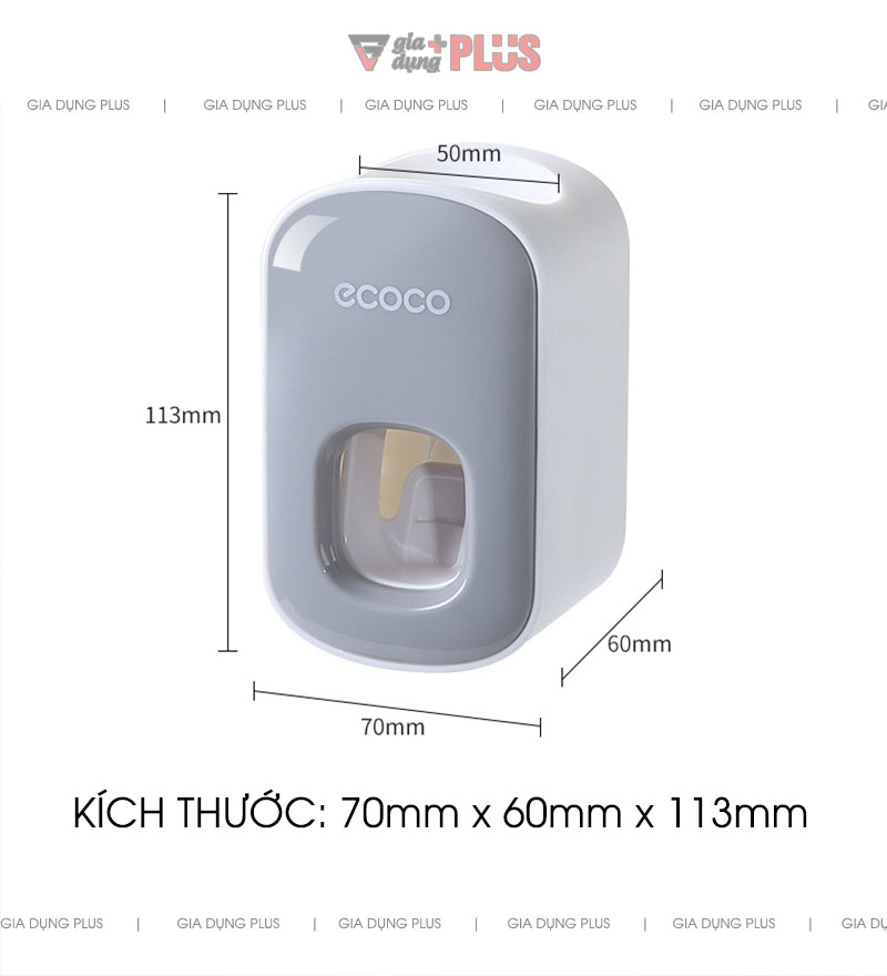 Kích thước sản phẩm: 70mm (rộng) x 60mm (sâu) x 113mm (cao) | Dụng cụ lấy kem đánh răng tự động Ecoco chính hãng