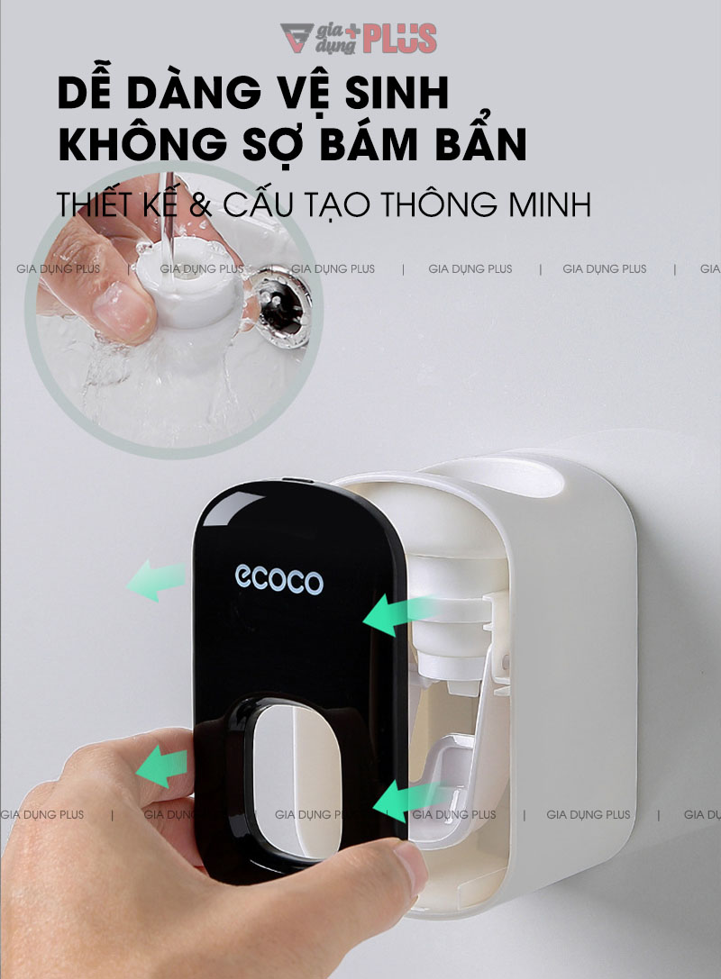 Dễ dàng vệ sinh & không sợ bị bám bẩn, được cấu tạo từ nhựa ABS cao cấp  | Dụng cụ lấy kem đánh răng tự động Ecoco chính hãng