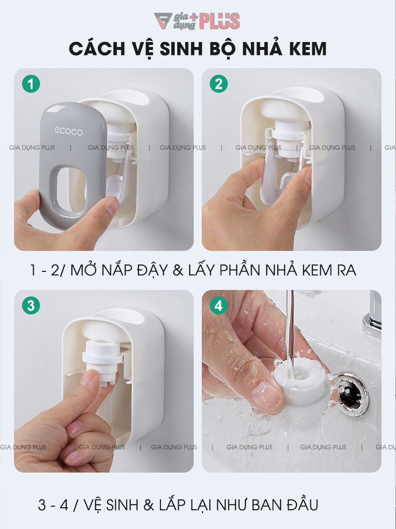 Hướng dẫn cách vệ sinh bộ nhả kem tự động Ecoco | 4 bước vệ sinh  | Dụng cụ lấy kem đánh răng tự động Ecoco chính hãng