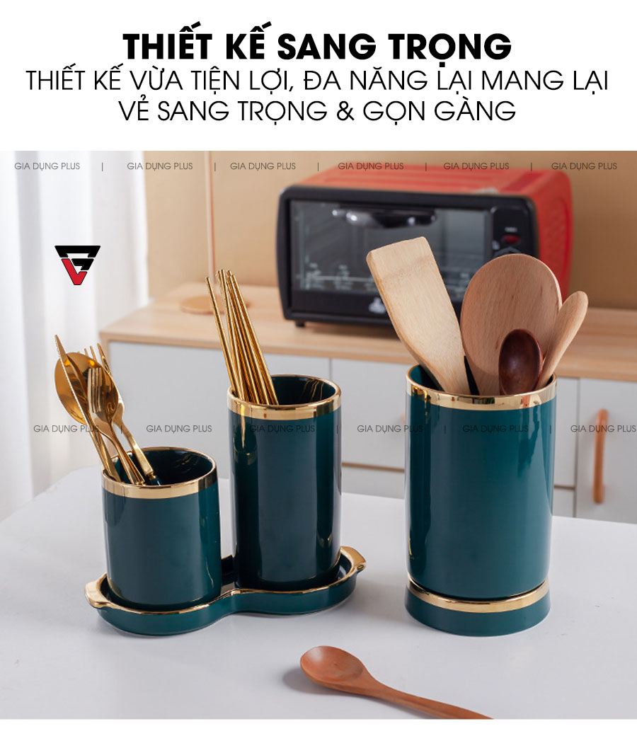 Thiết kế sang trọng vừa giúp sự tiện lợi, đa năng mang lại sự sang trọng và gọn gàng | Ống đựng đũa thìa sứ muỗng thìa đa năng PL0688