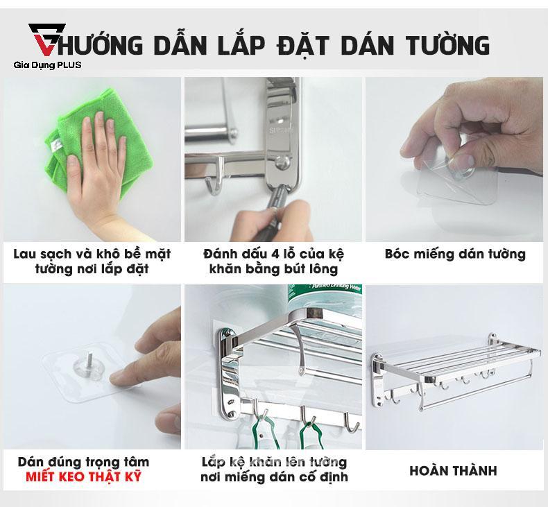 Kệ giá để khăn INOX 304 dán tường gấp gọn 90 độ thông minh Moyang | Hướng dẫn lắp đặt bằng cách dán tường, không cần khoan tường