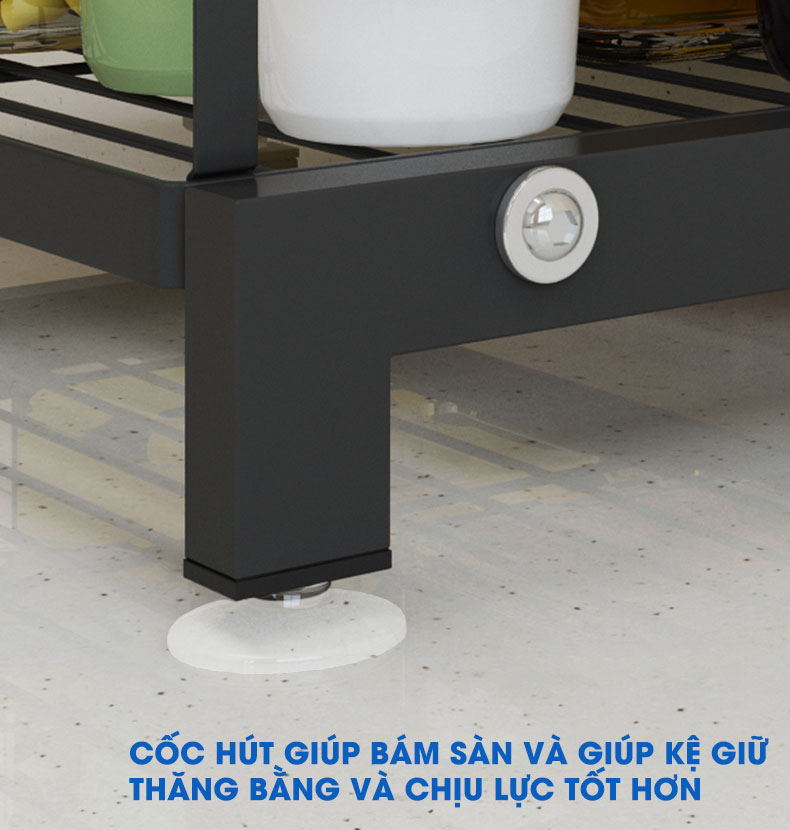 Kệ gia vị đặt bàn hai tầng & ba tầng INOX SUS 201 của Tiggang | Có cốc hút bên dưới để giúp kệ bám sàn tốt hơn