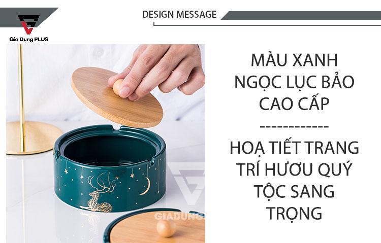 Gạt Tàn Thuốc Bằng Sứ Cao Cấp Qianhuiju | Màu xanh ngọc lục bảo