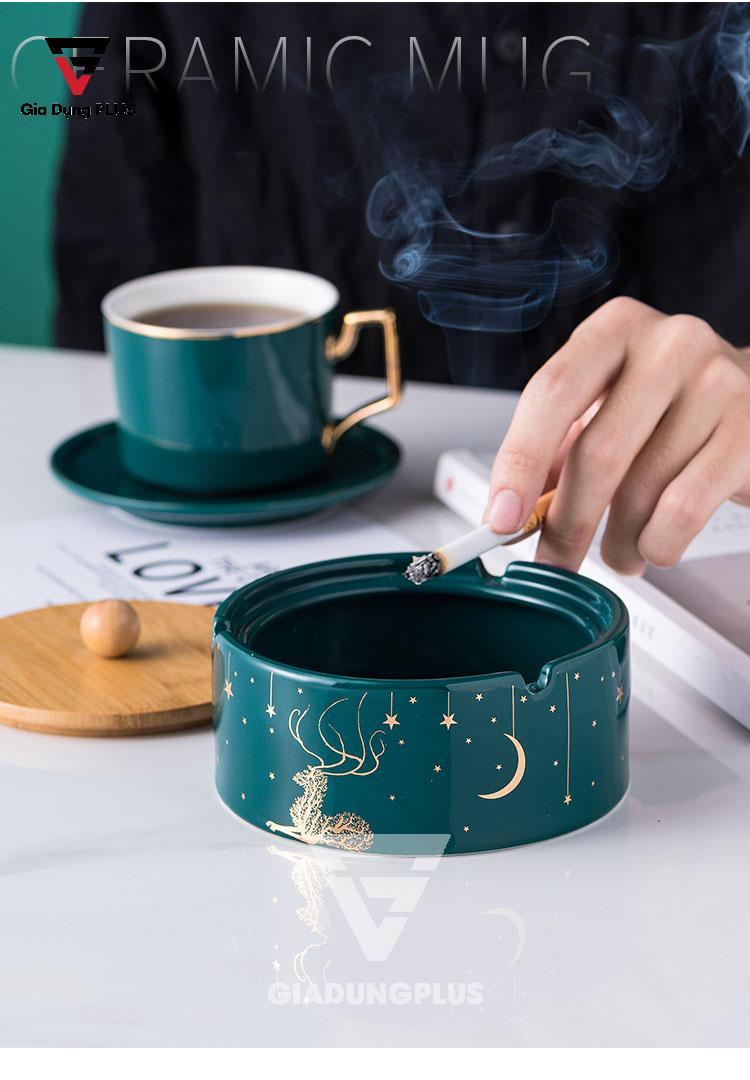 Gạt Tàn Thuốc Bằng Sứ Cao Cấp Qianhuiju | Có thể mang ra góc riêng để hút thuốc