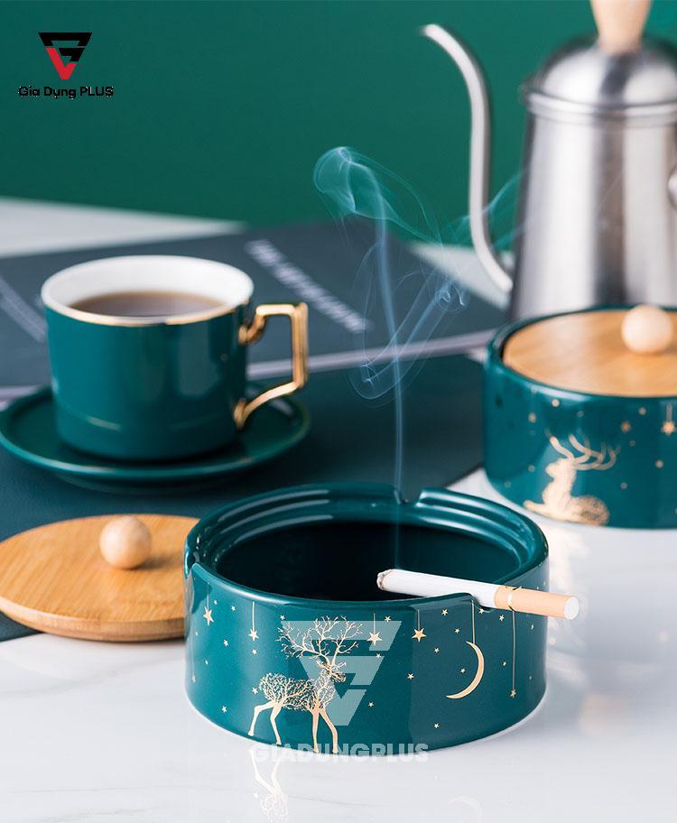 Gạt Tàn Thuốc Bằng Sứ Cao Cấp Qianhuiju | Có thể dùng cho phòng khách để tiếp khách hút thuốc