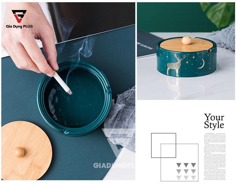 Gạt Tàn Thuốc Bằng Sứ Cao Cấp Qianhuiju | Không bám bẩn, dễ dàng vệ sinh