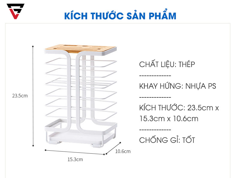 Kích thước và chất liệu của giá cài dao đặt bàn đa năng Nacchan