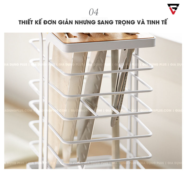 Thiết kế của giá cài dao đặt bàn đa năng Nacchan đơn giản nhưng lại sang trọng