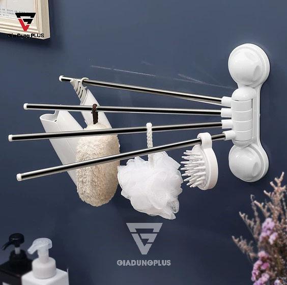 giá treo khăn 4 thanh xoay 180 độ của ShuangQing | Treo đồ đa năng nhà tắm