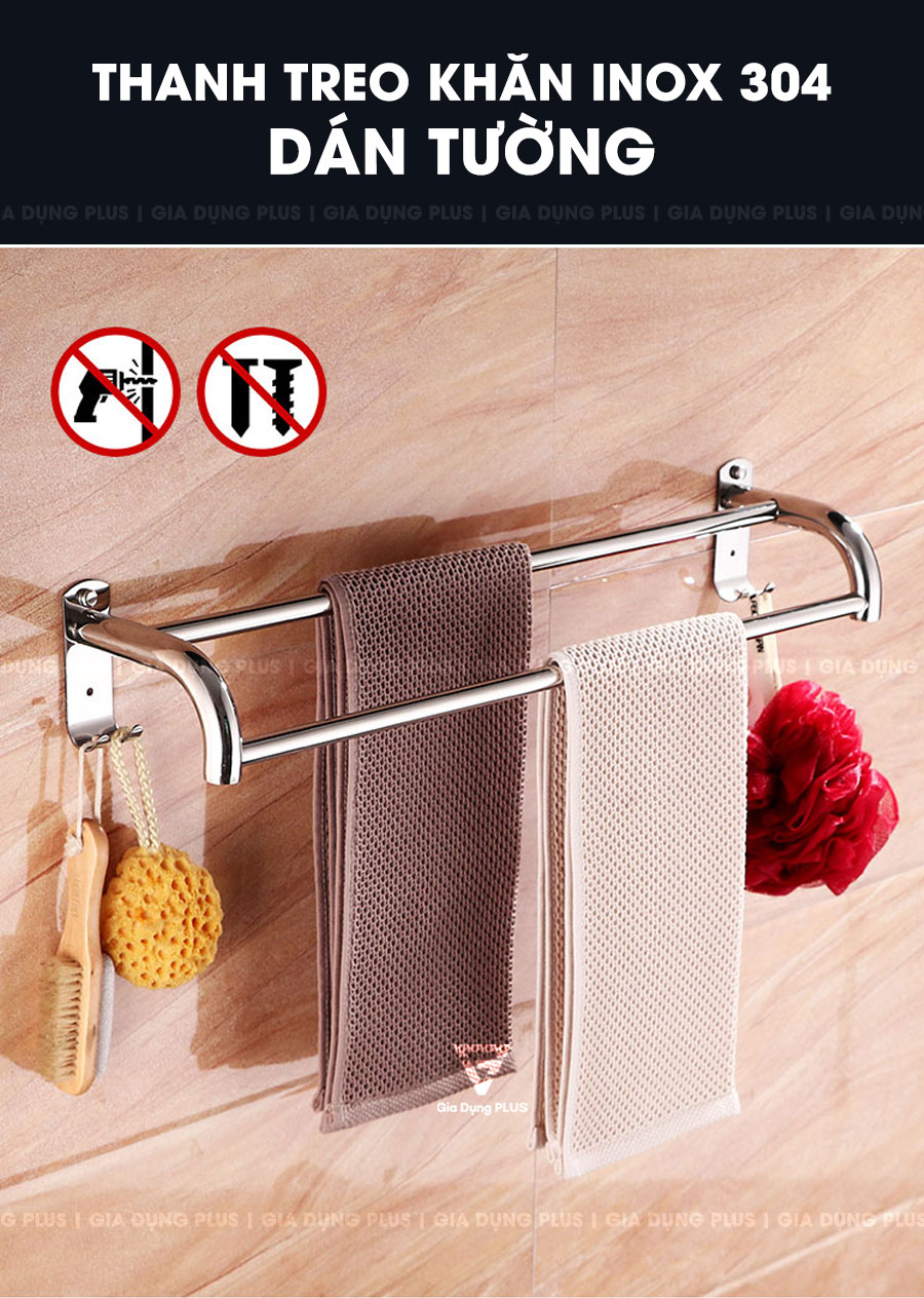 Giá để khăn tắm, khăn mặt inox 304 dán tường cao cấp | đẹp, đơn giản