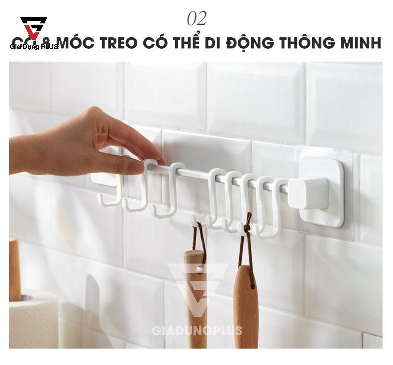 Giá Treo Đa Năng Dán Tường Nacchan Có 8 Móc Linh Hoạt, Có Thể Di Chuyển