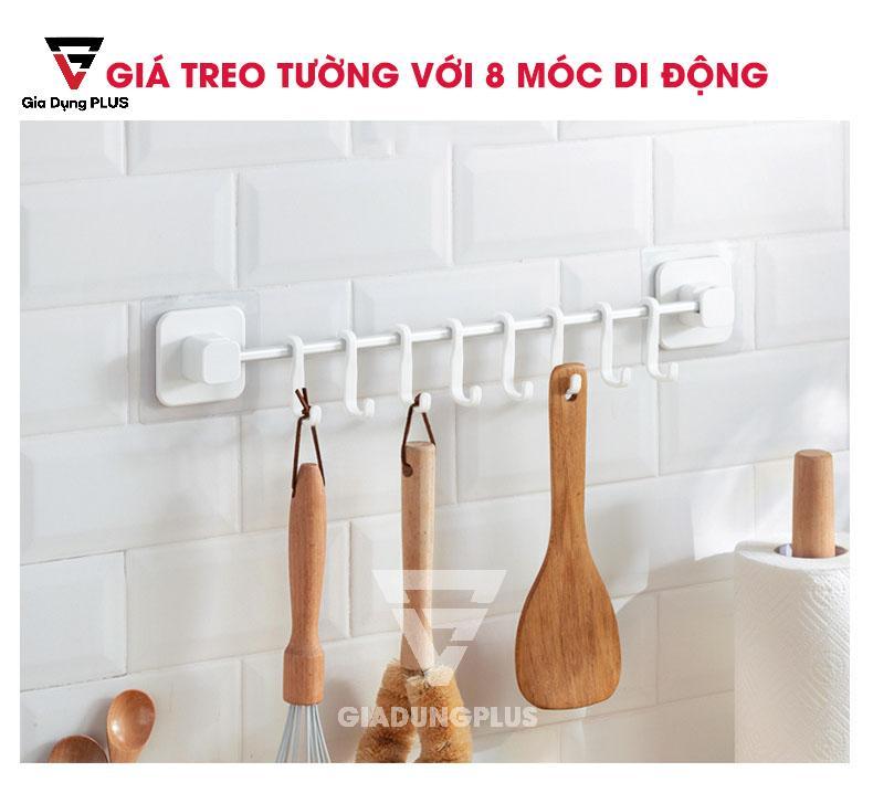Giá Treo Đa Năng Dán Tường Với 8 Móc Treo Di Động Thông Minh | Nacchan