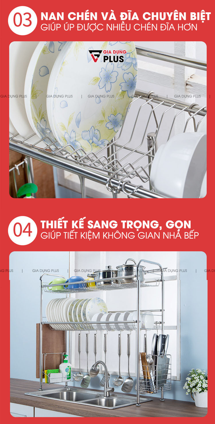 Những thiết kế vượt trội của sản phẩm khiến bạn nên sở hữu nó  | Giá inox 304 úp chén đĩa đa năng trên bồn rửa chén Nanjie
