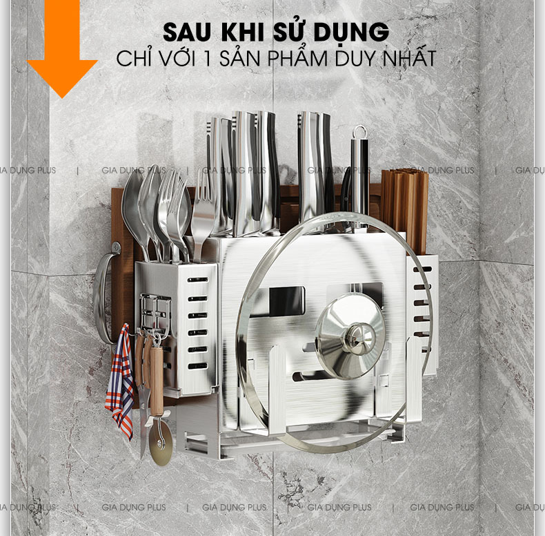 Trước và sau khi sử dụng sản phẩm | Hộp để dao đũa thớt đa năng inox 304 Tiggang