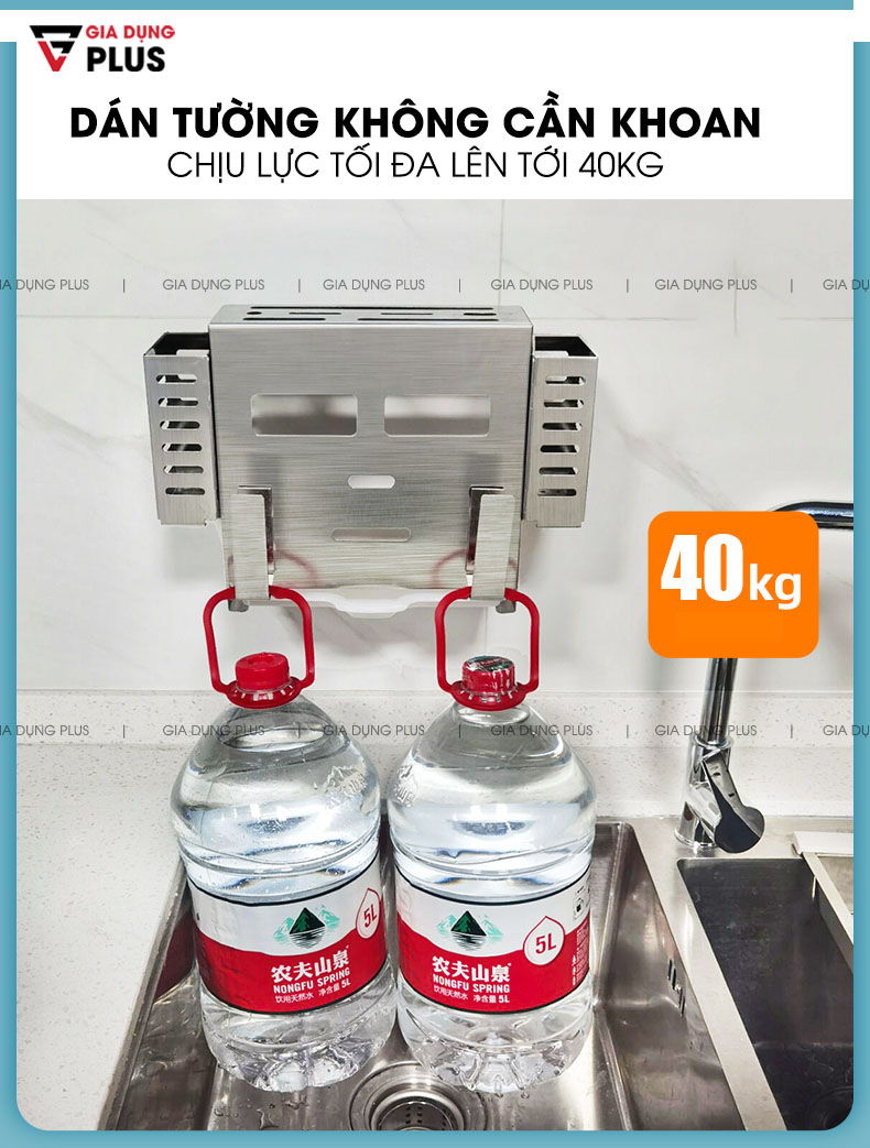 Dán tường chịu lực 40KG, không cần khoan tường đục lỗ nhưng vẫn chắc chắn  | Hộp để dao đũa thớt đa năng inox 304 Tiggang